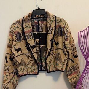 New Identity Women's Deer Patterned Cropped Jacket